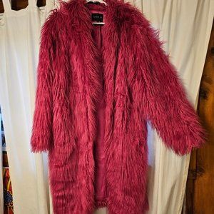 Pink Faux Fur overcoat Eloquii